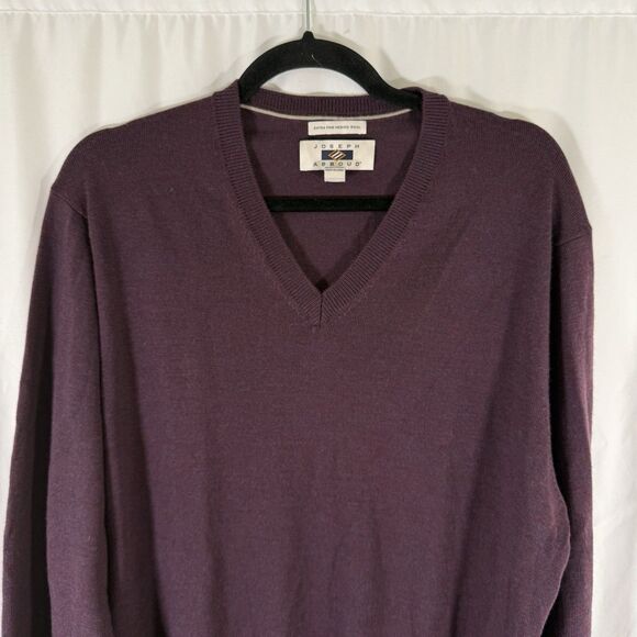 Joseph Abbound Wool Sweater Men's XL Burgundy Extra Fine Merino Pullover Long Sl - Picture 2 of 9